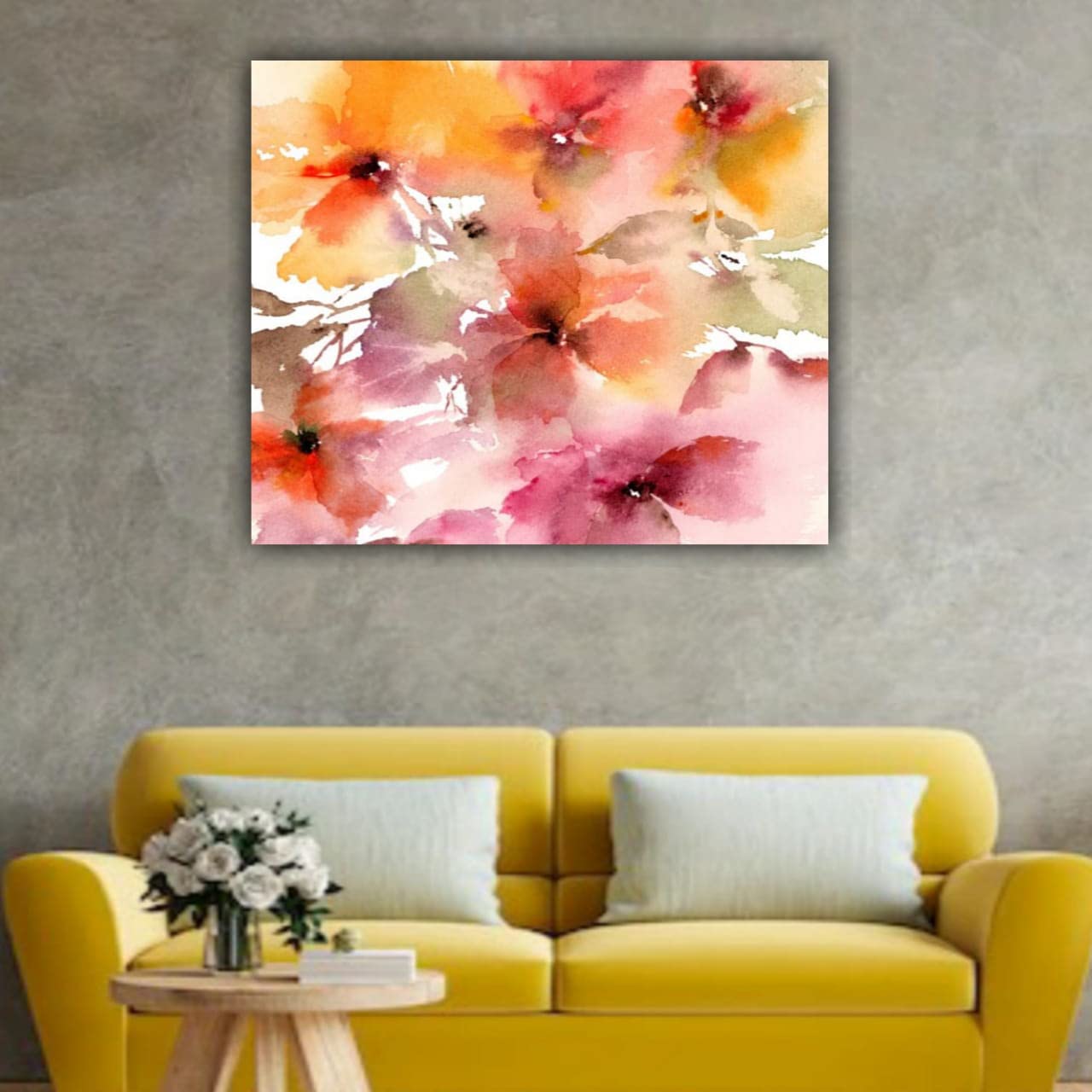 Innovision Beautiful Flower Painting Canvas abstract Modern Art wall decor for living room | Bedroom | Home decoration (24 by 24 Inches | 60 by 60 CM) (With Frame)