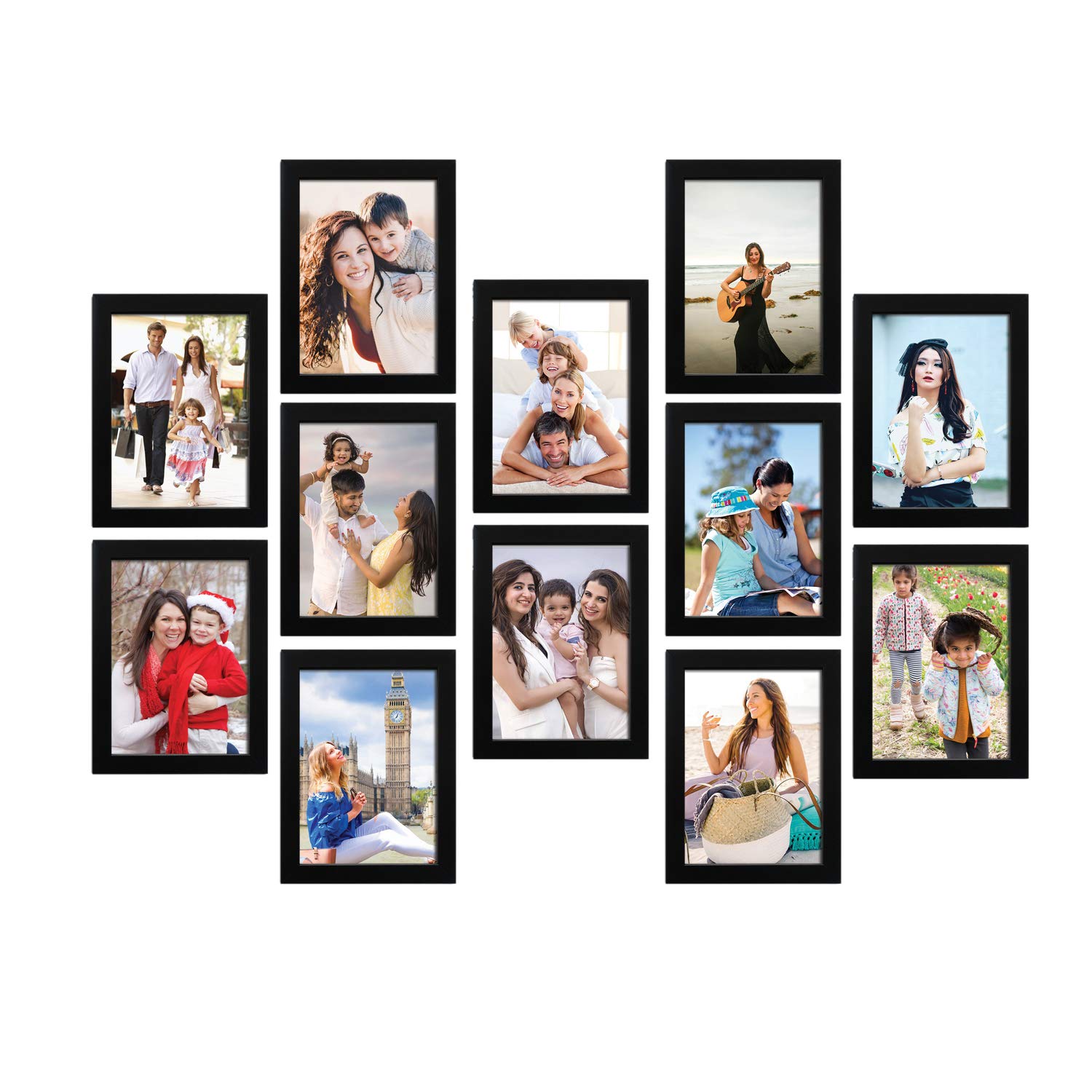 Synthetic Collage Photo Frames (6×8 Inch, Black) -Set of 12