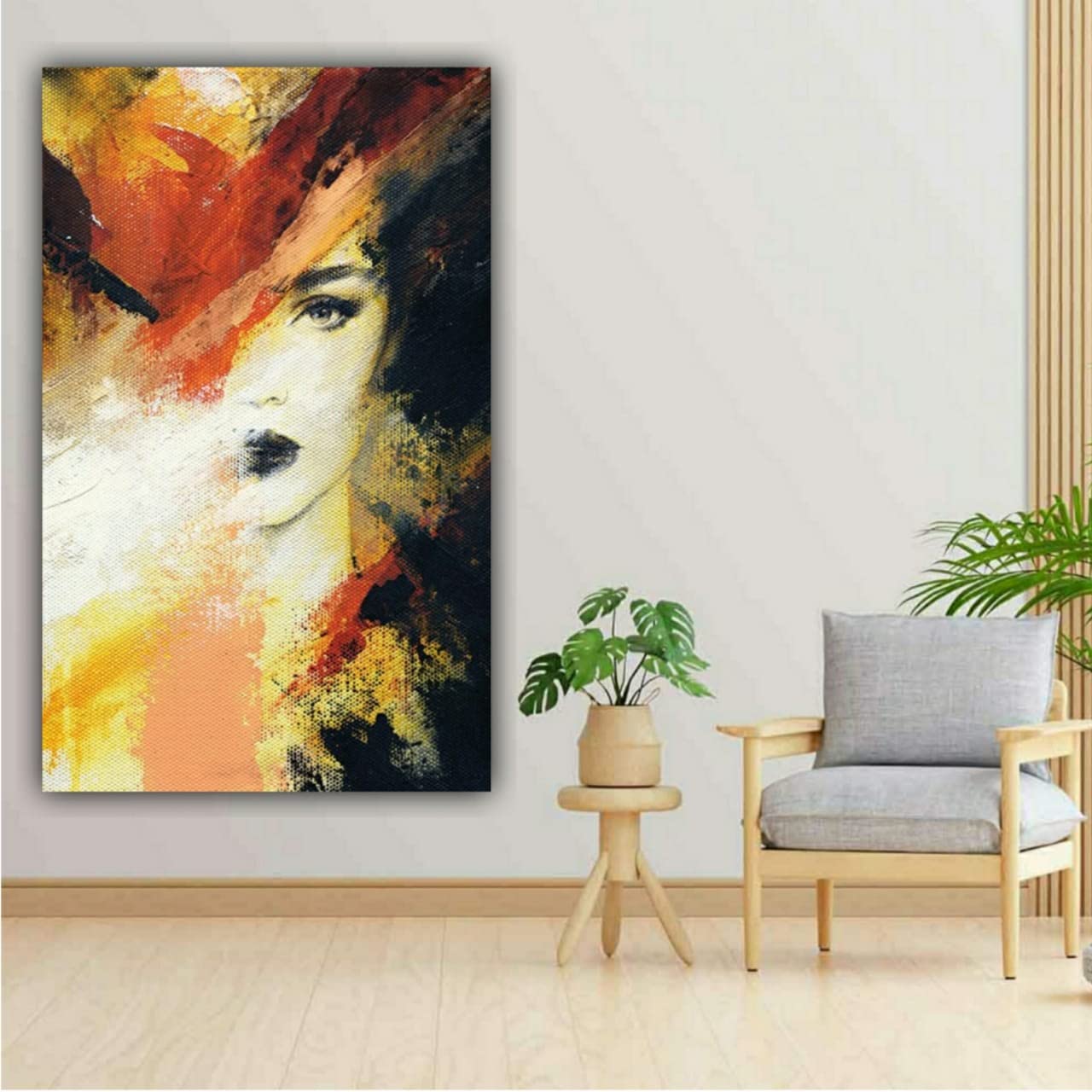 Innovision Beautiful Portrait Abstract paintings modern wall art decor canvas paintings for living room | bedroom | home decoration (with frame) (24 by 48 Inches | 60 by 120 CM)