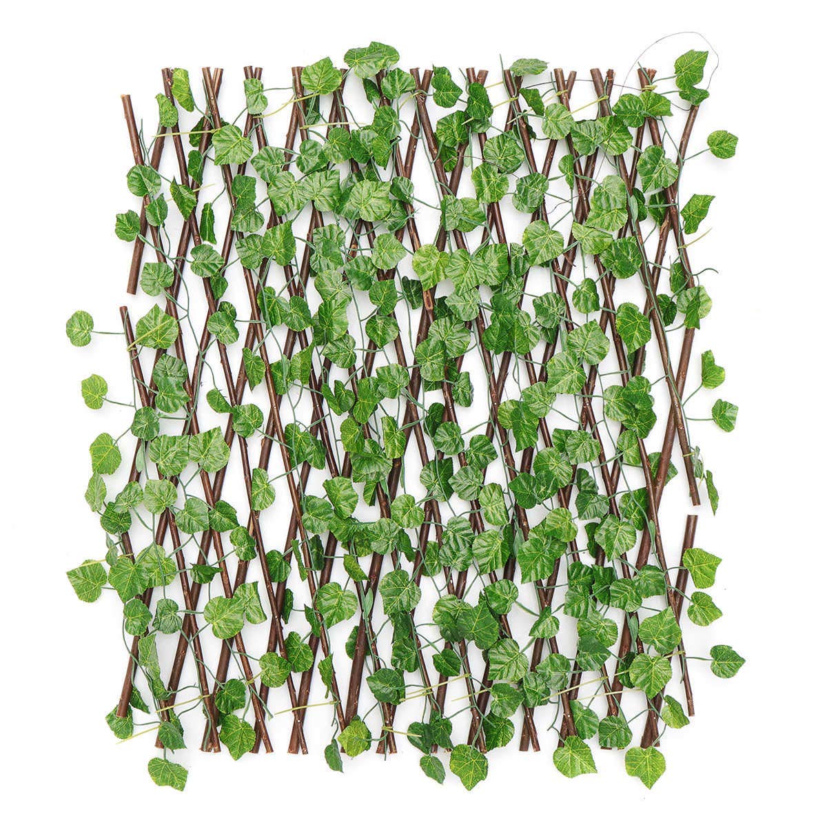 Artificial Expanding Wood Fence Trellis Artificial Plant Garden Green Wall Leaf Ivy Wood Fence for Home Decor Garden Decor Restaurant Decor (60 x 20 Inch, Pack of 1)