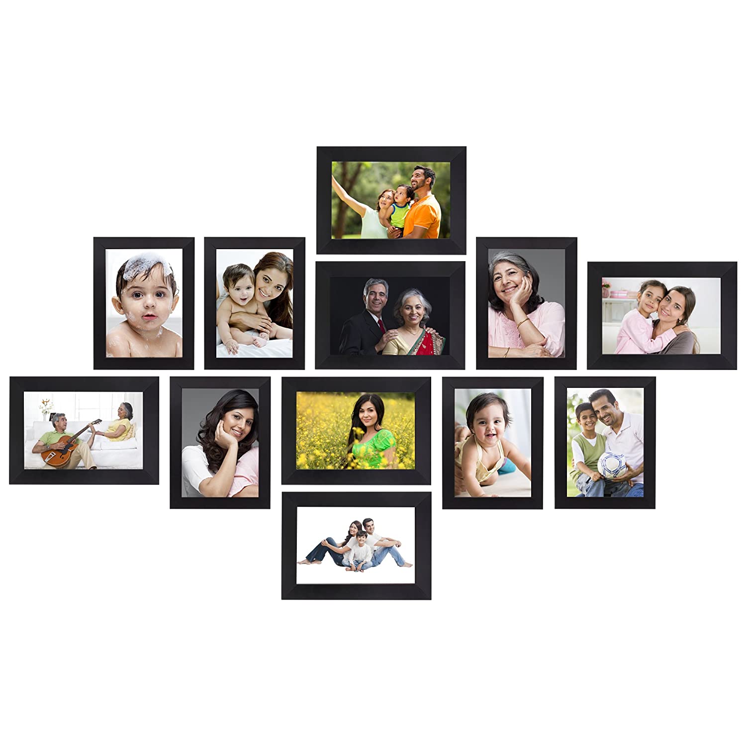 Collage Photo Frames, Set of 12,Wall Hanging (6 pcs – 5×7 inch, 6 pcs -ÂÂ 6×8 inch),Black