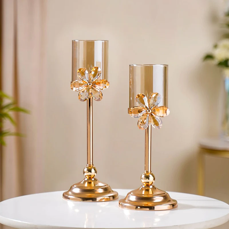 Crystal Flower Candle Holder Set Of 2