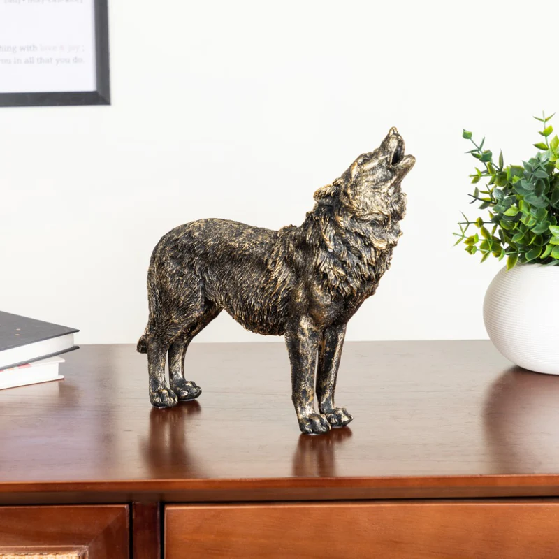 Antique Howling Wolf Showpiece 9 Inch